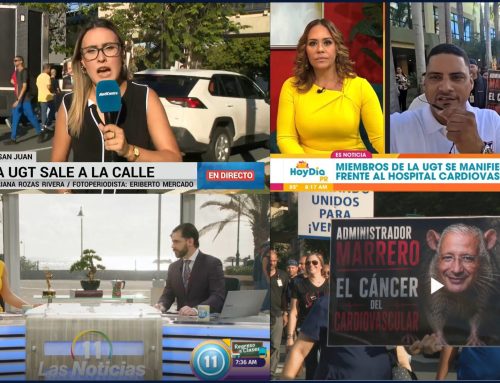 Diversos medios de prensa cubren manifestación en el Hospital Cardiovascular y entrevistan al presidente de la UGT, Edwin Méndez